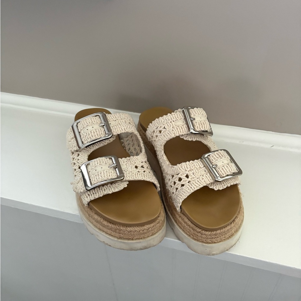 Madden Girl Cream Crochet Sandals